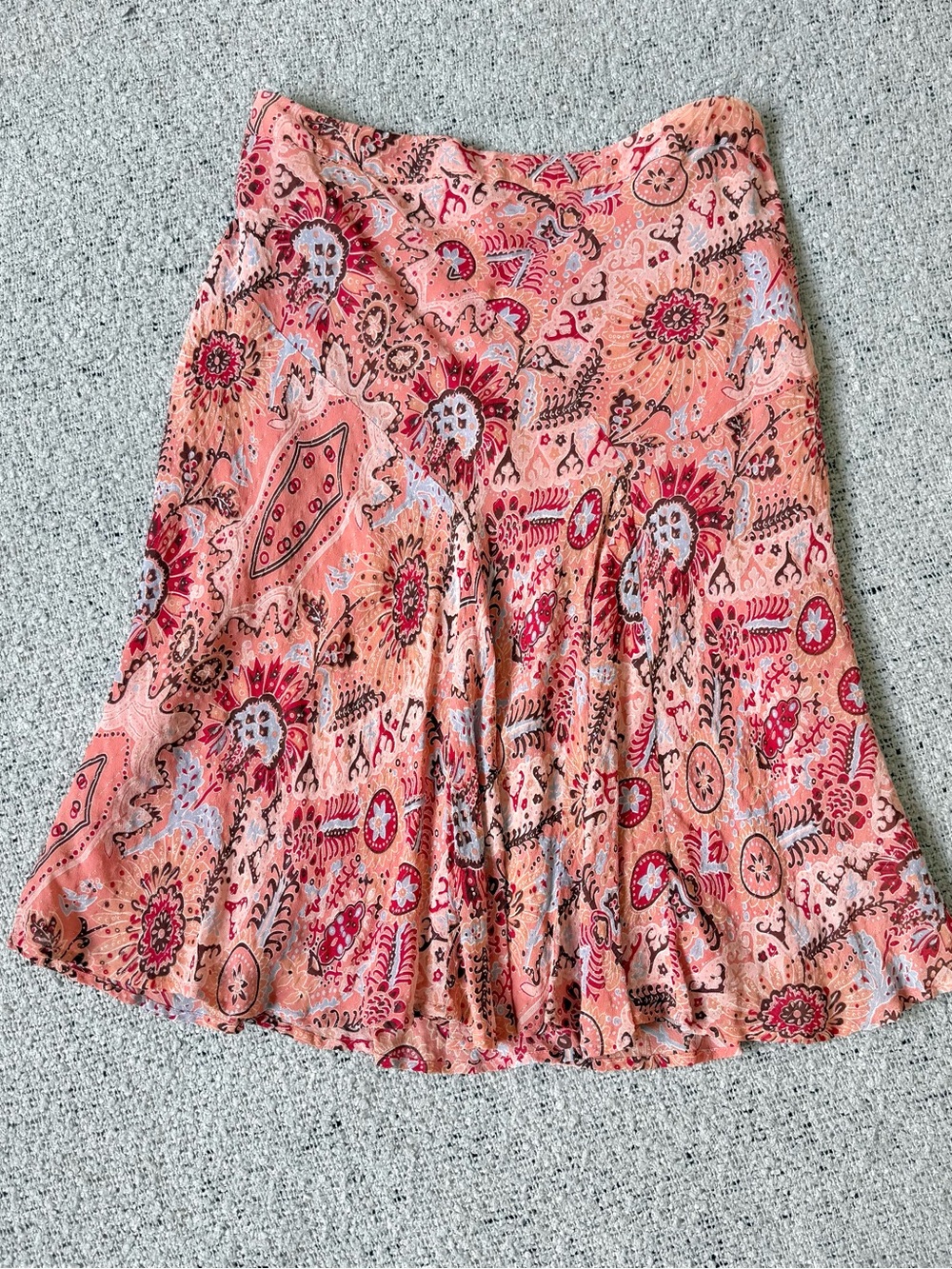 JohnPaulRichard Y2K Floral A-Line Skirt with Red Accents Size Xl Boho Paisley